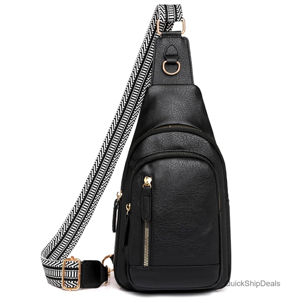 Vegan Leather Crossbody Bag With Adjustable Strap, 7 Pockets, Waterproof